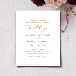Budget Elegant Gold Script Weduwen Uitnodiging