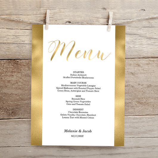 Budget Elegant Gold Scripting Flat Menu Kaart