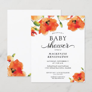 Budget Elegant Golden Poppy Baby shower Invitation