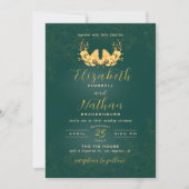Budget Elegant Green Gold Birds Invitation de mari (Devant)