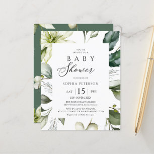 Budget Elegant Greenery Baby shower Flyer