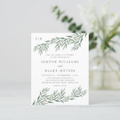 Budget Elegant Greenery Foliage Wedding Invitation (Staand voorkant)