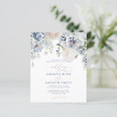 Budget Elegant Hydrangea & Roos Wedding Invitation (Staand voorkant)