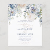 Budget Elegant Hydrangea & Roos Wedding Invitation (Voorkant)
