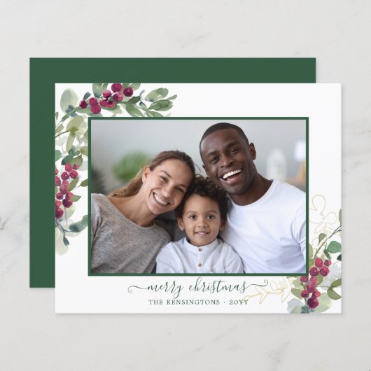 BUDGET Elegant Kerstmis Greenery Holiday Foto (Voorkant / Achterkant)