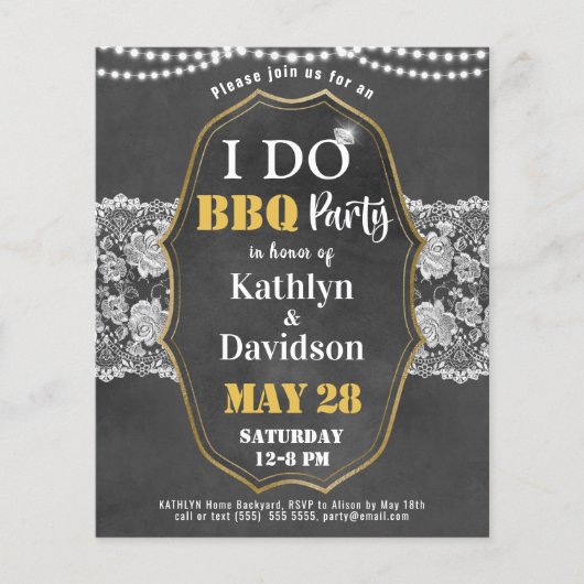 BUDGET Elegant Lace I DO Verloving Invitation (Voorkant)