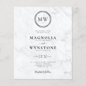 Budget Elegant Marble Monogram Weddenschap Uitnodi (Voorkant)
