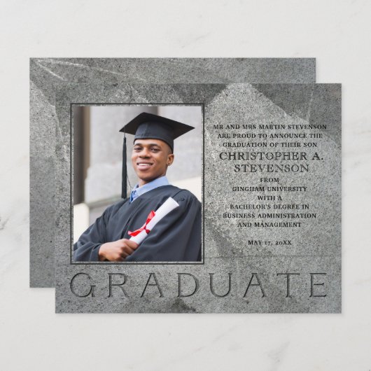 Budget Elegant Marble Photo Afstuderen Aankondigin (Voorkant / Achterkant)