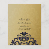 Budget Elegant Marine Mariage or Carte de remercie (Dos)