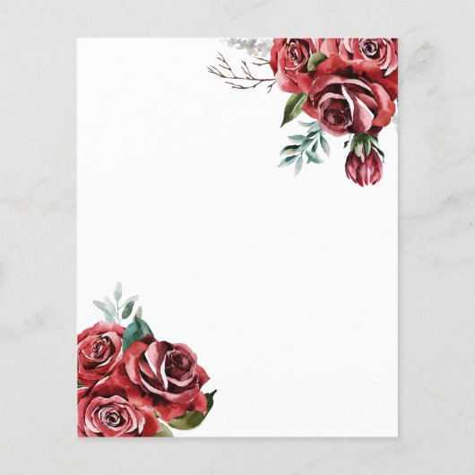 Budget Elegant Marsala Red Rose Wedding Uitnodigin (Achterkant)