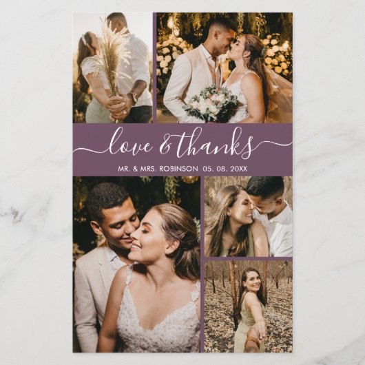 Budget Elegant Mauve Photo Wedding Bedankt Flyer (Voorkant)