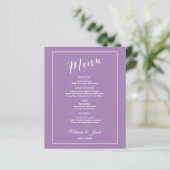 Budget Elegant Minimalist Lavender Flat Menu Kaart (Staand voorkant)