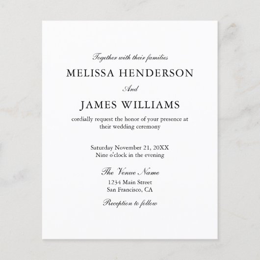 Budget Elegant Minimalist Script Photo Wedding Flyer (Voorkant)