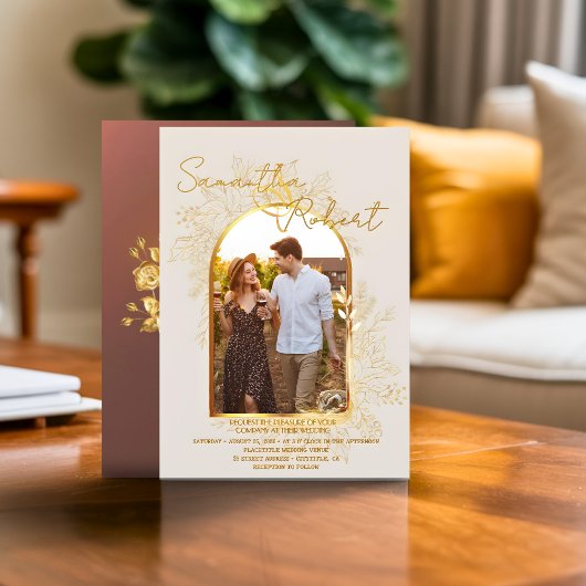 Budget Élégant Moderne Boho Arch Photo Invitation