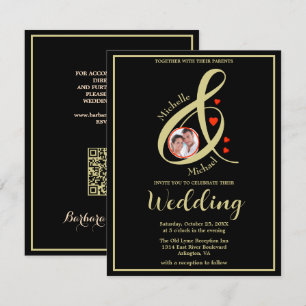 Budget Elegant Moderne Photo Wedding QR Website Aankondiging