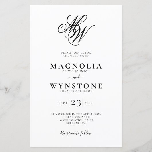 Budget Elegant Monogram Foto Weddenschap Uitnodigi (Voorkant)