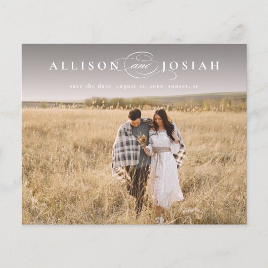 Budget Elegant Names Photo Wedding Save the Date (Voorkant)