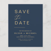 Budget Elegant Navy Blue Save the Date Photo Flye (Achterkant)