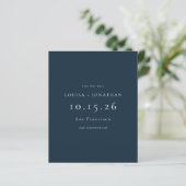 Budget Elegant Navy Photo Wedding Save the Date (Staand voorkant)