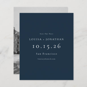 Budget Elegant Navy Photo Wedding Save the Date