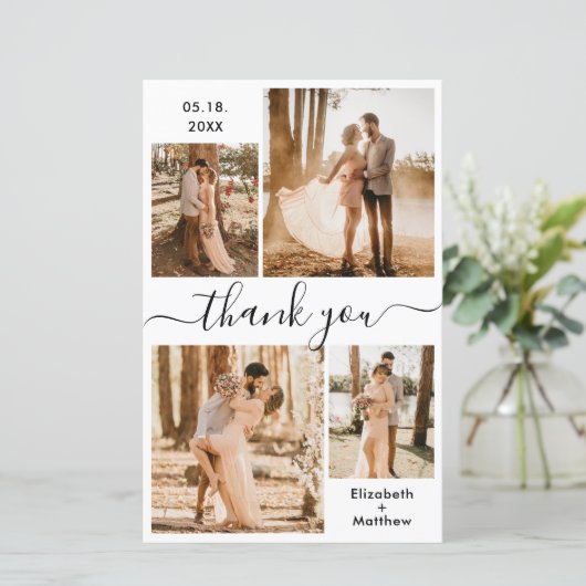 Budget Elegant Photo Collage Wedding Hartelijk dan (Staand voorkant)