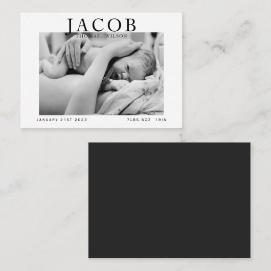 budget élégant photo faire-part bébé élégant (Devant / Derrière)