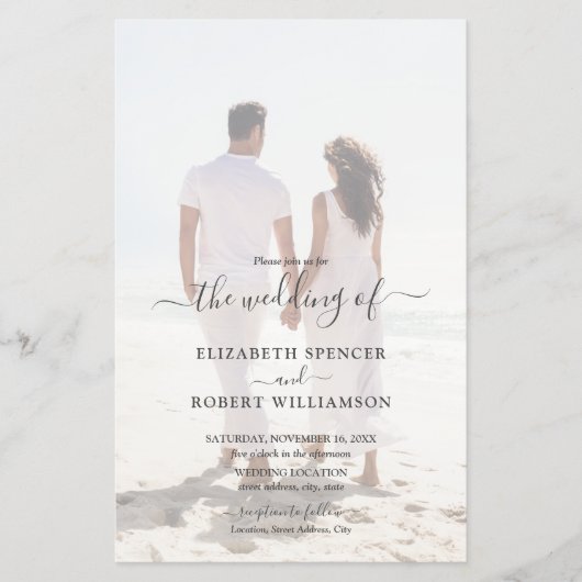 Budget Elegant Photo Wedding Invitation Flyer (Voorkant)