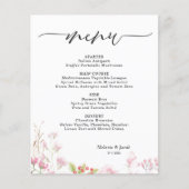 Budget Elegant Pink Floral Flat Menu Card (Voorkant)
