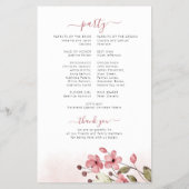 Budget elegant pink floral wedding program flyer (Achterkant)