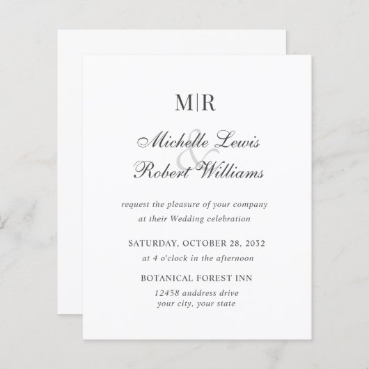 BUDGET ELEGANT PLAIN MONOGRAM WEDING (Voorkant / Achterkant)