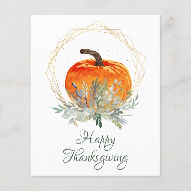 Budget Elegant Pumpkin Thanksgiving Kaart (Voorkant)