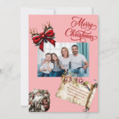 Budget Elegant Red Bow Christmas Photo Holiday Feestdagenkaart (Voorkant)