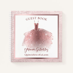 Budget Elegant Roos Gold Quinceañera jurk Gast Notitieboek