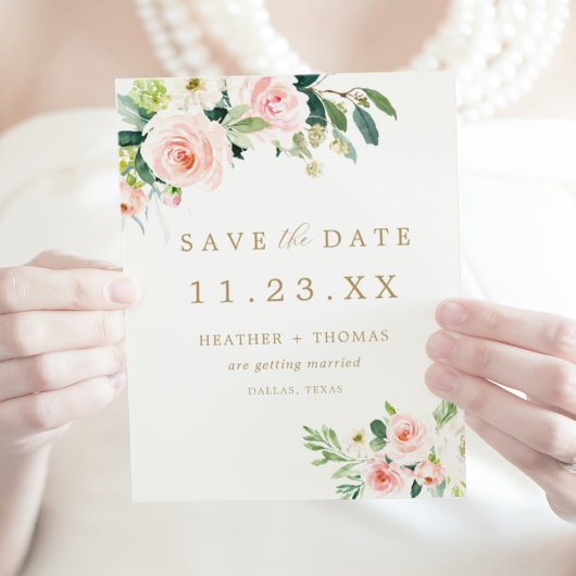 Budget Elegant Roze Bloemen Save the Date