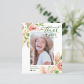 BUDGET Elegant roze Rose Floral Hartelijk dank (Staand voorkant)