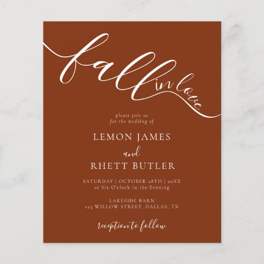 Budget Elegant Rustic Herfst in Love Wedding Invit (Voorkant)