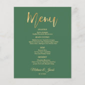Budget Elegant Sage Green Scripting Gold Menu Kaar (Voorkant)