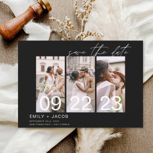 Budget Elegant Save the Date 3 Foto Uitnodigingen Flyer