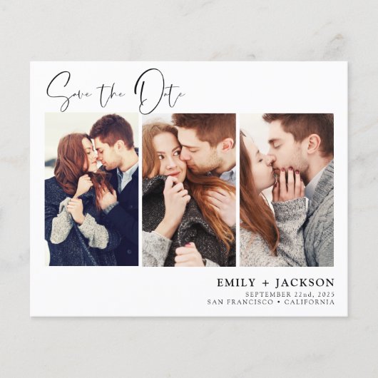 Budget Elegant Save the Date 3 Photo Invitations F Flyer (Voorkant)