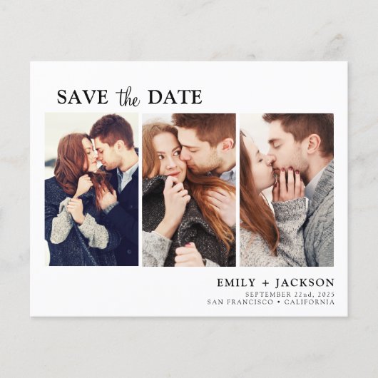 Budget Elegant Save the Date 3 Photo Invitations Flyer (Voorkant)