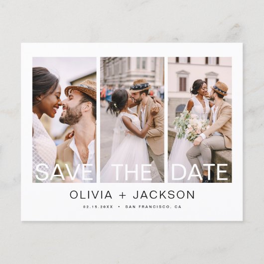 Budget Elegant Save the Date 4 Photo White (Voorkant)