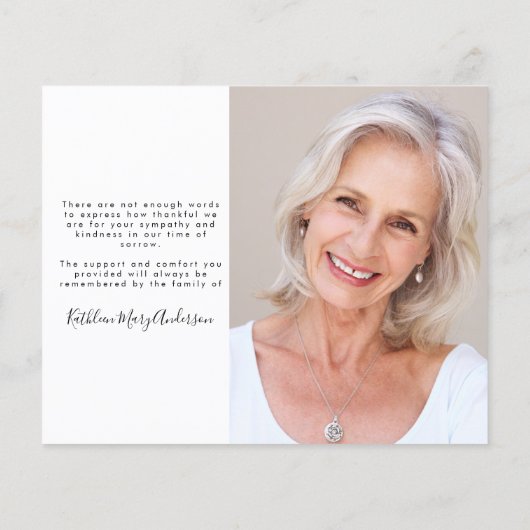 BUDGET Elegant script begrafenis foto Dank je wel (Achterkant)