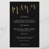 Budget Elegant Script Black Gold Weduwmenu (Voorkant)