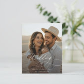 Budget Elegant Script Boho Photo Wedding Invites (Staand voorkant)