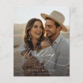 Budget Elegant Script Boho Photo Wedding Invites (Voorkant)