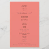 Budget Elegant Script Coral Roos Wedding Programme (Achterkant)
