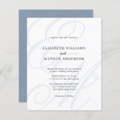 BUDGET Elegant Script Dusty Blue Monogram Bruiloft (Voorkant / Achterkant)