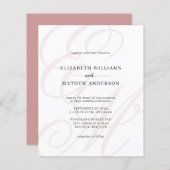 Budget Elegant Script Dusty Roze Monogram Bruiloft (Voorkant / Achterkant)