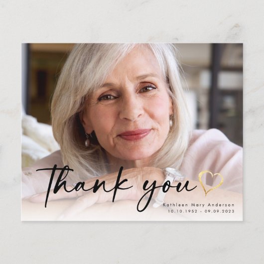 BUDGET Élégant script funéraire Carte de remerciem (Devant)