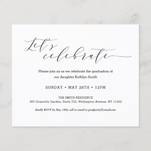 BUDGET Elegant Script Minimalistisch AFSTUDEERDER (Achterkant)